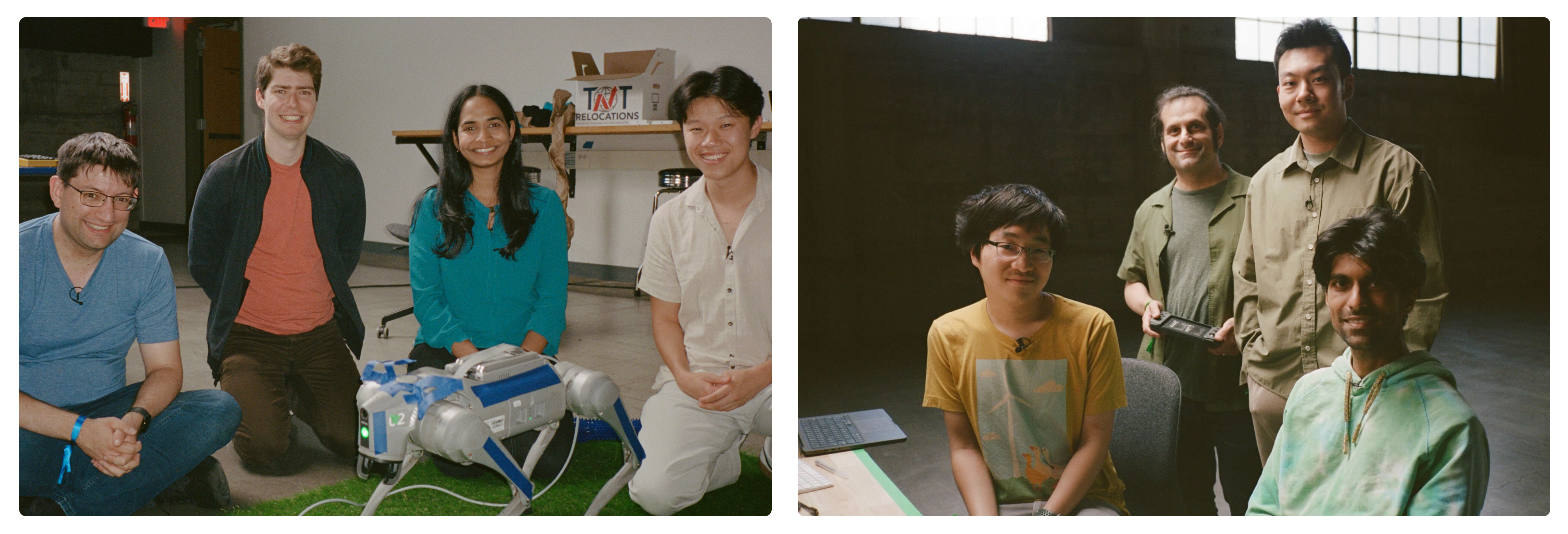 Two teams working on robot programming tasks